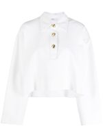 Rosetta Getty long-sleeve crop polo shirt - Blanc - thumbnail