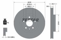 Remschijf TEXTAR, Remschijftype: Binnen geventileerd, u.a. für Opel, Vauxhall, Chevrolet - thumbnail