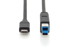 Digitus USB-kabel USB 3.2 Gen1 (USB 3.0 / USB 3.1 Gen1) USB-C stekker, USB-B stekker 1.80 m Zwart Afgeschermd (dubbel) AK-300149-018-S