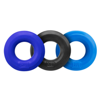 Hunkyjunk Huj3 - Cockring 3-pack - Tar / Cobalt / Aqua - thumbnail