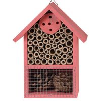 Roze insectenhotel huisje 20 cm - thumbnail