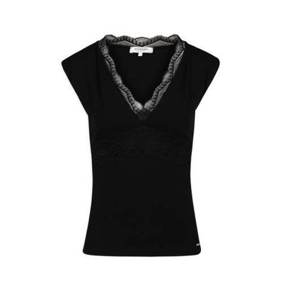 Morgan T-shirt en kant zwart Morgan T-shirt en kant zwart