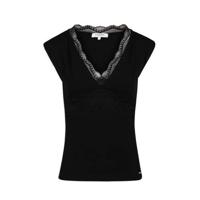 Morgan T-shirt en kant zwart