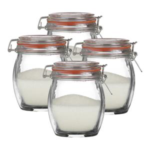 Weckpot/inmaakpot - 4x - 750 ml - glas - met beugelsluiting - D11 x H14 cm