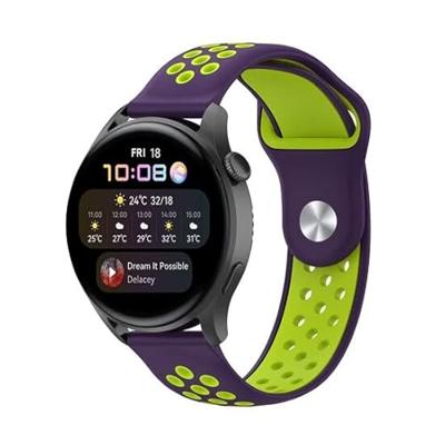 By Qubix - Sport Edition - Paars + groen - Compatible met Xiaomi Mi Watch/Compatible met Xiaomi Watch 2 / Compatible met Xiaomi Watch S1 / S2 / S3 / S4 - Compatible Xiaomi bandje
