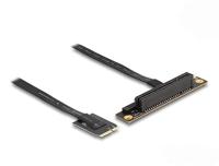 DeLOCK M.2 Key A+E to PCIe x8 NVMe Adapter angled with 20 cm cable