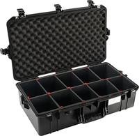 PELI 1605 Air Lichtgewicht Transportkoffer voor Fotoapparatuur en Optische Instrumenten, Water- en Stofdicht, Capaciteit: 50L, Gemaakt In de Vs, Met Trekpak Vakverdelers, Kleur: Zwart