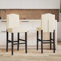 Barstoelen 2 st massief rubberhout en stof - thumbnail