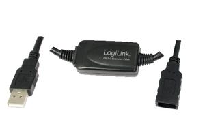 LogiLink USB-kabel USB 2.0 USB-A stekker, USB-A bus 15.00 m Zwart UA0145