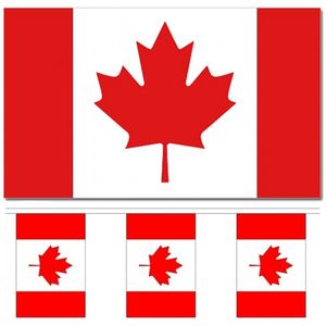 Landen vlaggen versiering set - Canada - Vlag 90 x 150 cm en vlaggenlijn 3 meter