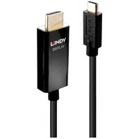 LINDY 43292 HDMI-kabel Aansluitkabel USB-C stekker, HDMI-A-stekker 2.00 m Zwart 4K UHD - thumbnail