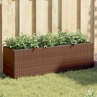 Plantenbak met 3 potten 105x30x32 cm poly rattan bruin - thumbnail