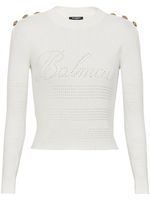 Balmain pull 6-Button en maille nervurée - Blanc - thumbnail