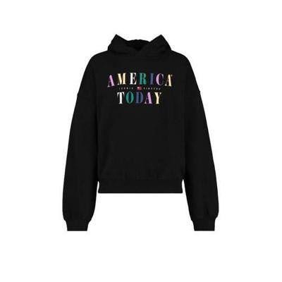 America Today Junior hoodie met logo zwart