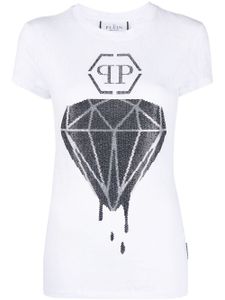 Philipp Plein t-shirt en coton à imprimé peau de serpent - Blanc