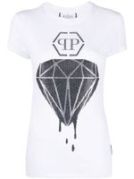 Philipp Plein t-shirt en coton à imprimé peau de serpent - Blanc