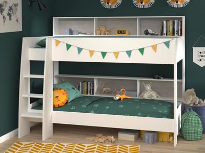 Stapelbed HOGAN 90x200 cm wit/grijs zonder lade