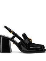 Versace mules en cuir à fini verni - Noir