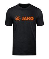 JAKO - Promotie Voor T-Shirts, Uniseks-Kind, Zwart Gemêleerd/Neon Oranje, 140