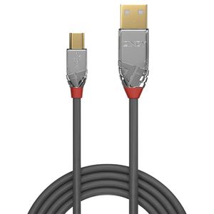 LINDY USB-kabel USB 2.0 USB-A stekker, USB-mini-B stekker 5.00 m Grijs 36634