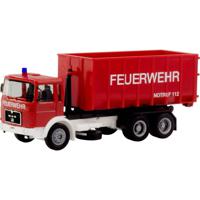 Herpa 310963 H0 Hulpdienstvoertuig MAN F8 vrachtwagen met afrolcontainer Feuerwehr - thumbnail