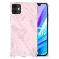 Apple iPhone 11 Anti-Shock Hoesje Marble Pink - Origineel Cadeau Vriendin