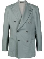 Brioni blazer cintré à boutonnière croisée - Vert - thumbnail