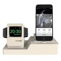 By Qubix - 3 in 1 houder Compatible met de Apple Watch & Airpods & iPhone - Beige - Compatible Apple watch bandjes