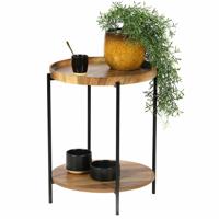 Urban Living Koffietafel Joya - hout - metaal - zwart - D42 x H51 cm   - - thumbnail