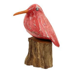 Vogel op Houten Stronk - Rood