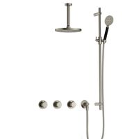 Hotbath Cobber X complete thermostatische douche inbouwset cobberx 70 met 2 stopkranen met ronde handdouche, plafondbuis 15 cm en glijstang,