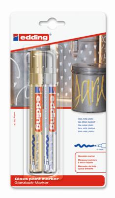 Edding 750 4-750-2-1-53-54 Lakmarker Goud, Zilver 2 mm, 3 mm, 4 mm