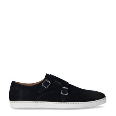 Manfield suède gespschoenen donkerblauw Manfield suède gespschoenen donkerblauw