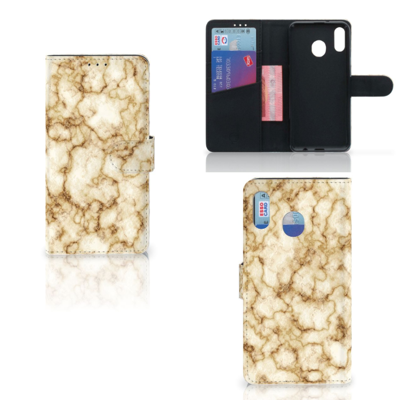 Samsung Galaxy M20 Bookcase Marmer Goud