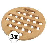 3x Pannenonderzetter rond bamboe 20 cm   -