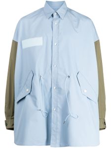 Fumito Ganryu chemise bicolore à lien de resserrage - Bleu