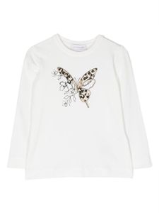 Monnalisa t-shirt à imprimé papillon - Blanc