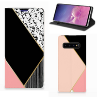 Samsung Galaxy S10 Stand Case Zwart Roze Vormen