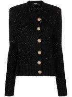 Balmain cardigan nervuré à sequins - Noir - thumbnail