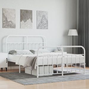 Bedframe met hoofd- en voeteneinde metaal wit 140x190 cm