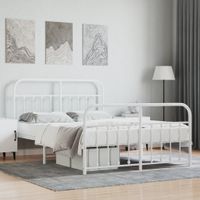 Bedframe met hoofd- en voeteneinde metaal wit 140x190 cm - thumbnail