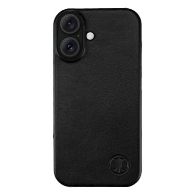 JT Berlin BackCase Kreuzberg echt lederen beschermhoes compatibel met Apple iPhone 16 (Clip-on-cover met robuuste harde schaal, Wireless Charging (Qi) compatibel, zachte binnenvoering) zwart