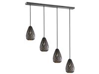 Trio Leuchten Hanglamp Onyx 301300442, metaal, antraciet/binnenkant goudkleurig, kabel geweven zwart