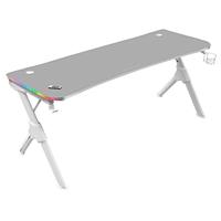 Mars Gaming MGDXLRGBW, Ergonomische RGB Gaming Tafel, Headset+Fles Stand, 160x60cm, Wit