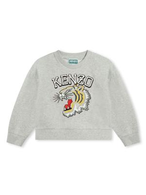Kenzo Kids Kotora katoenen sweater met geborduurde tijger - Grijs