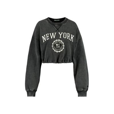 America Today cropped sweater Sarah met tekst washed grey