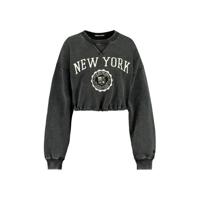 America Today cropped sweater Sarah met tekst washed grey
