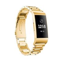 By Qubix - Compatible met Fitbit Charge 3 - Fitbit Charge 4 metalen bandje - Goud - Compatible fitbit bandje