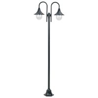 VidaXL Paalverlichting tuin E27 220 cm aluminium donkergroen 2-delig