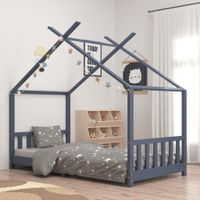 Kinderbedframe massief grenenhout grijs 90x200 cm - thumbnail